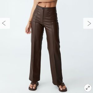 NWT BROWN COTTON ON LEATHER PANTS
